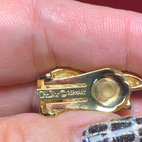 Vintage Dior Gold and Pave’ Crystal Earrings Made in Germany - Picture 2 of 9